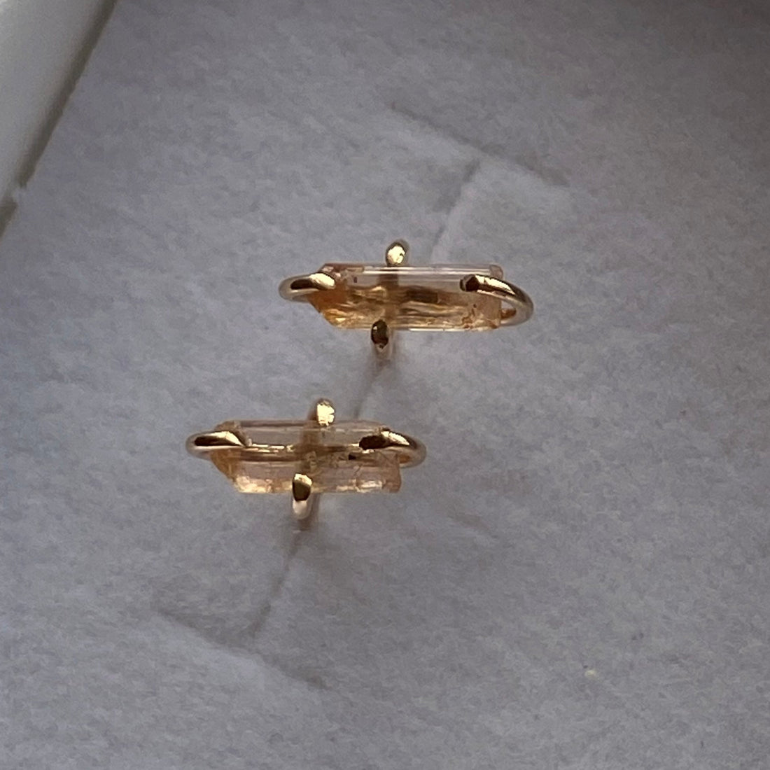 Raw Brazilian Imperial Topaz Stud Earrings, November Birthstone Earrings