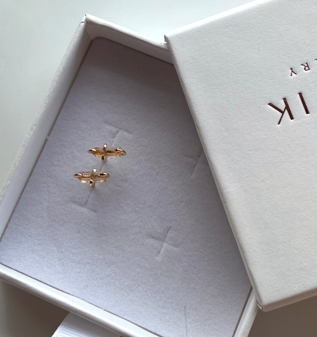 Raw Brazilian Imperial Topaz Stud Earrings, November Birthstone Earrings