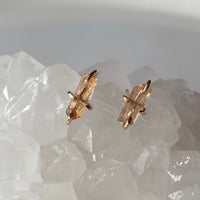 Raw Brazilian Imperial Topaz Stud Earrings, November Birthstone Earrings