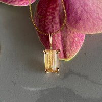 Raw Brazilian Imperial Topaz Pendant Necklace, November Birthstone Necklace