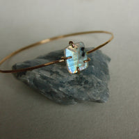 Moonstone Tourmaline Bangle Bracelet, October June Birthstone Bracelet