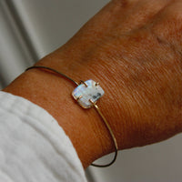 Moonstone Tourmaline Bangle Bracelet, October June Birthstone Bracelet