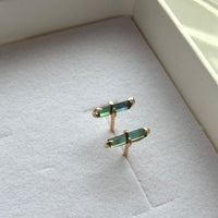 Raw Indicolite Teal Blue Tourmaline Stud Earrings, October Birthstone