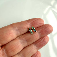 Raw Indicolite Teal Blue Tourmaline Stud Earrings, October Birthstone