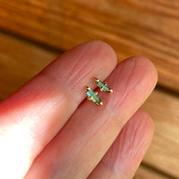 Raw Indicolite Teal Blue Tourmaline Stud Earrings, October Birthstone Earrings