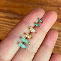 Raw Indicolite Teal Blue Tourmaline Stud Earrings, October Birthstone Earrings