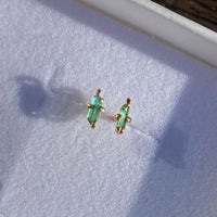 Raw Indicolite Teal Blue Tourmaline Stud Earrings, October Birthstone Earrings