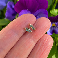 Raw Indicolite Teal Blue Tourmaline Stud Earrings, October Birthstone Earrings