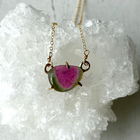 Bicolor Watermelon Tourmaline Pendant Necklace, October Birthstone Necklace