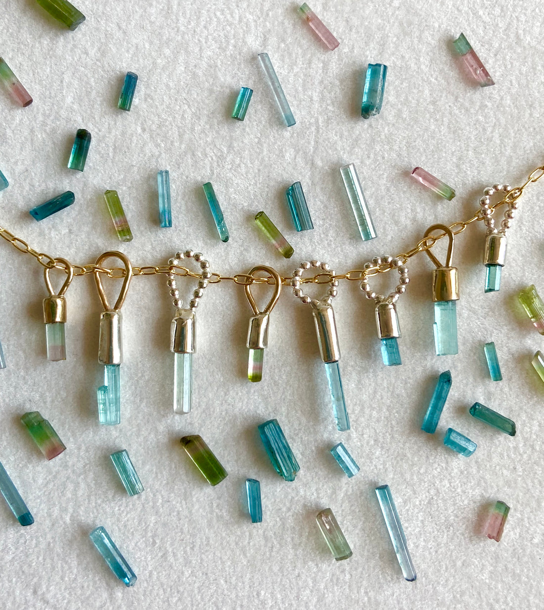 Raw Bicolor Watermelon Tourmaline Crystal Pendant Necklace, October Birthstone Gift