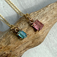 Raw Paraiba Tourmaline Pendant Necklace, October Birthstone Necklace