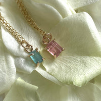 Raw Raspberry Pink Tourmaline Pendant Necklace, October Birthstone Necklace