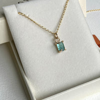 Raw Paraiba Tourmaline Pendant Necklace, October Birthstone Necklace