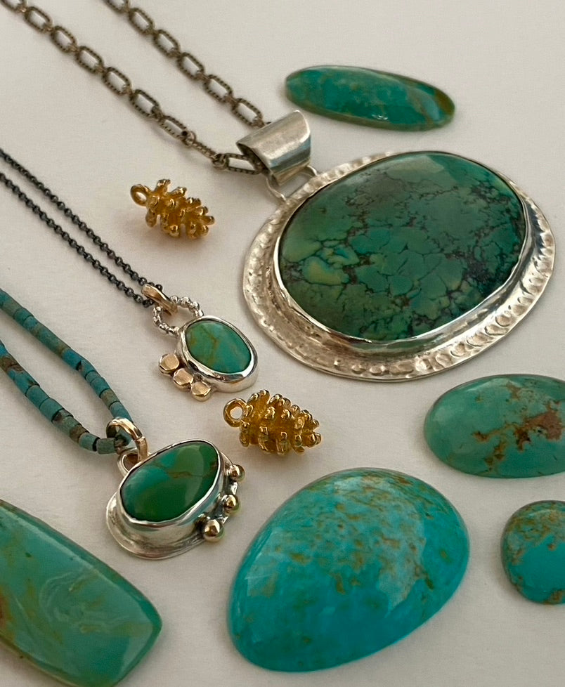 Arizona Turquoise Amulet Necklace, December Birthstone Necklace