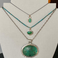 Large Turquoise Pendant Necklace, December Birthstone Necklace