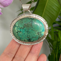 Large Turquoise Pendant Necklace, December Birthstone Necklace