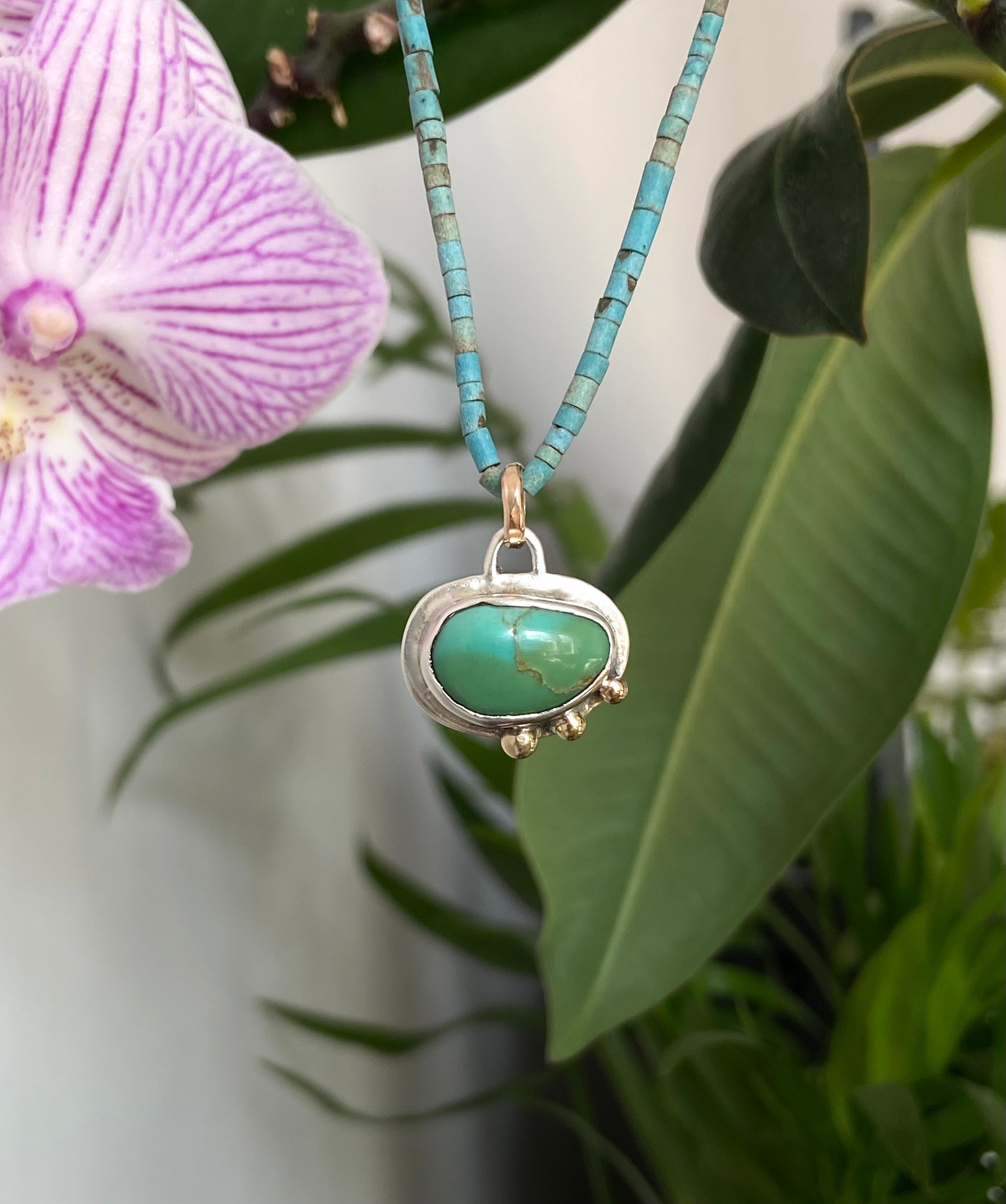 Jay King Sterling Silver Alicia Turquoise Pendant with Bead  Alquimia by Ady Turquoise and Silver Necklace main image 1