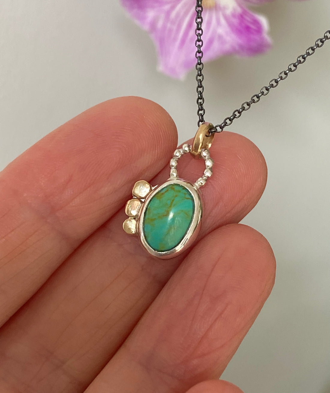 Arizona Turquoise Amulet Necklace, December Birthstone Necklace