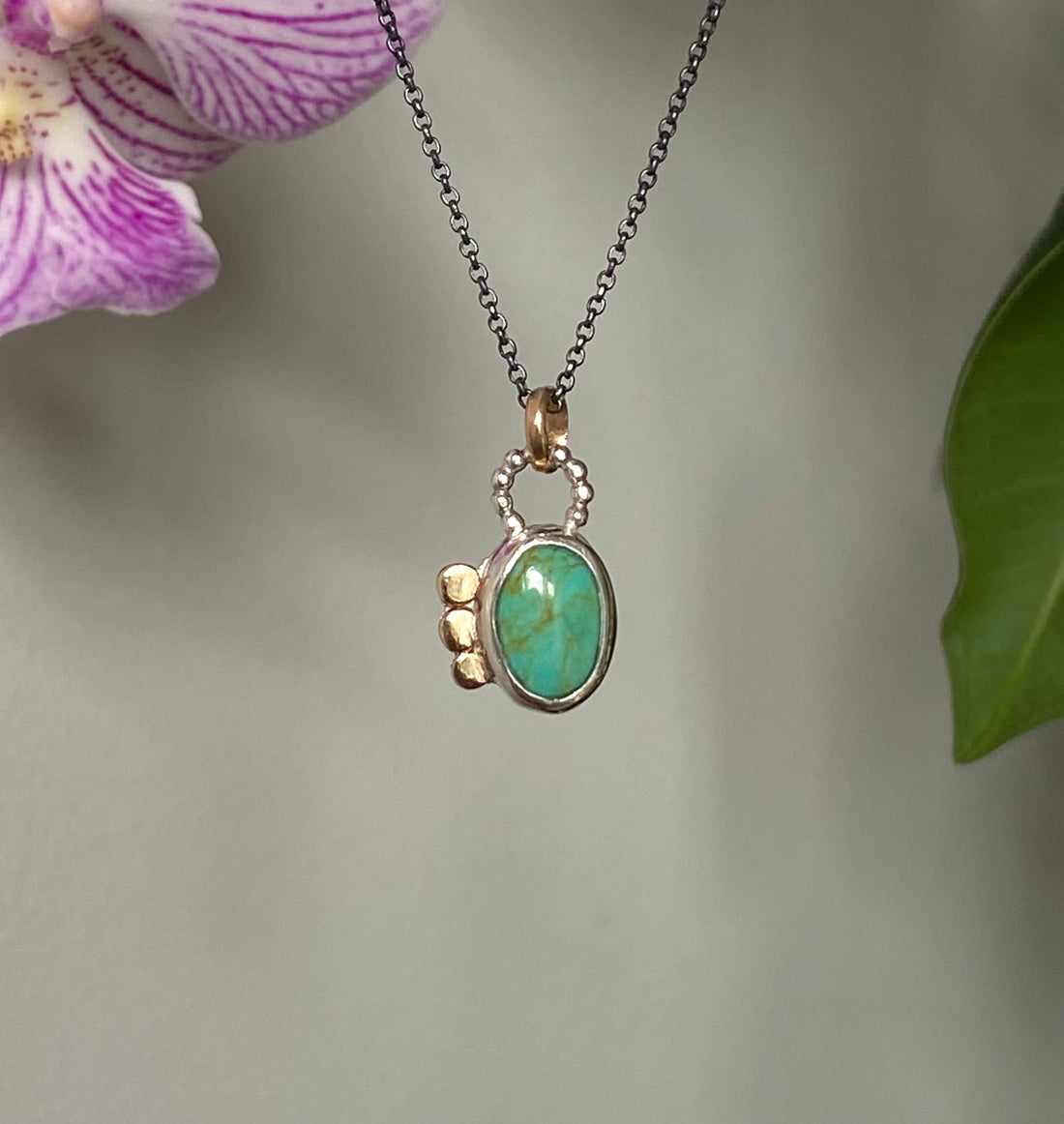 Arizona Turquoise Amulet Necklace, December Birthstone Necklace