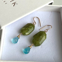 Vesuvianite (Idocrase) and Neon Apatite Earrings