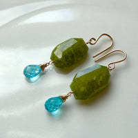 Vesuvianite (Idocrase) and Neon Apatite Earrings