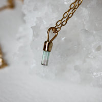 Raw Bicolor Watermelon Tourmaline Crystal Pendant Necklace, October Birthstone Gift