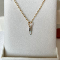 Watermelon Bicolor Tourmaline Crystal Pendant Necklace, October Birthstone Gift