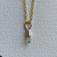 Watermelon Bicolor Tourmaline Crystal Pendant Necklace, October Birthstone Gift