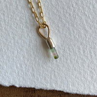 Watermelon Bicolor Tourmaline Crystal Pendant Necklace, October Birthstone Gift