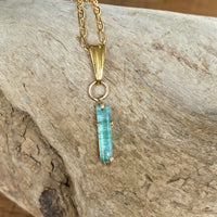 Raw Paraiba Tourmaline Pendant Necklace, October Birthstone Necklace