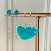 Arizona Turquoise Long Chain Earrings, December Birthstone Earrings