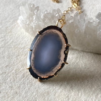 Large Brazilian Agate Geode Slice Pendant Necklace