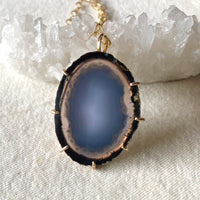 Large Brazilian Agate Geode Slice Pendant Necklace
