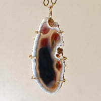 Large Brazilian Agate Geode Slice Pendant Necklace