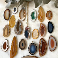 Large Brazilian Agate Geode Slice Pendant Necklace