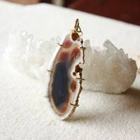 Large Brazilian Agate Geode Slice Pendant Necklace