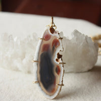 Large Brazilian Agate Geode Slice Pendant Necklace