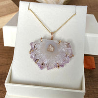Uruguay Amethyst Stalactite Slice Pendant Necklace, Natural Amethyst Crystal Healing Protective Pendant, February Birthstone