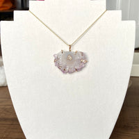 Uruguay Amethyst Stalactite Slice Pendant Necklace, Natural Amethyst Crystal Healing Protective Pendant, February Birthstone
