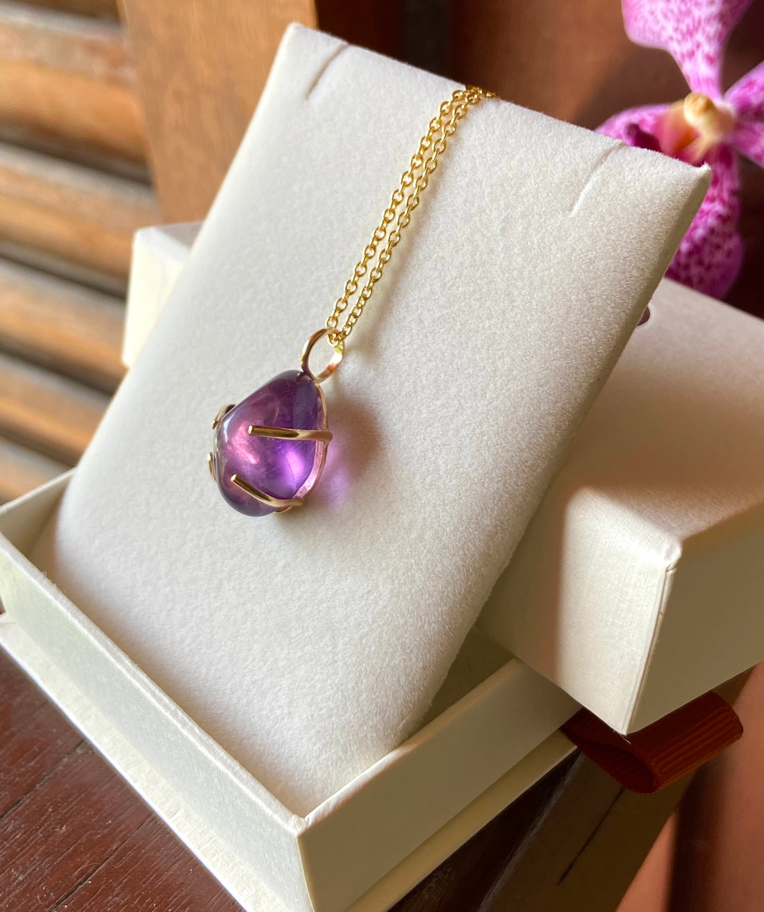 Brazilian Amethyst Pendant Necklace, February Birthstone Necklace