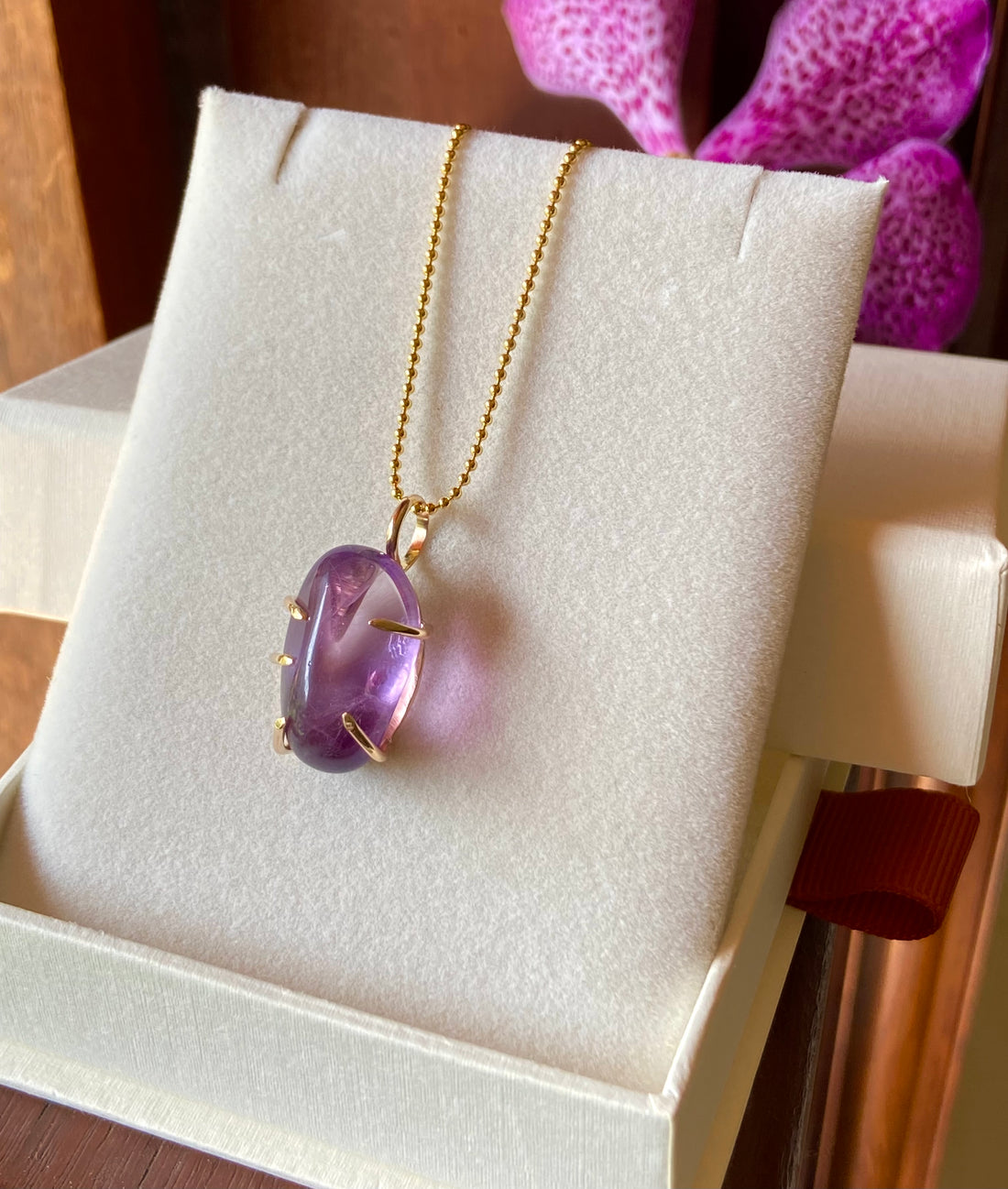 Brazilian Amethyst Pendant Necklace, February Birthstone Necklace