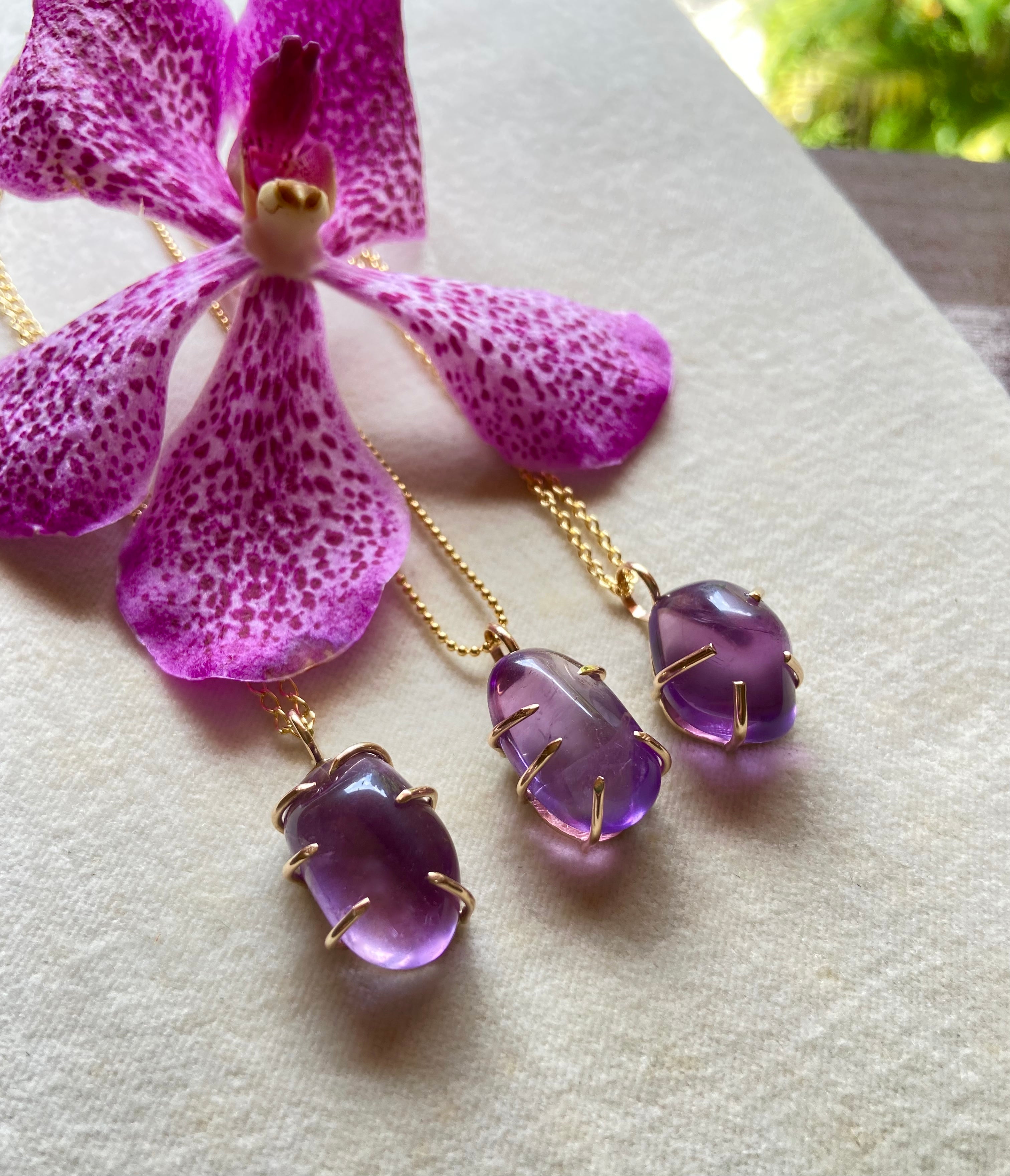 Brazilian Amethyst Pendant Necklace, February Birthstone Necklace