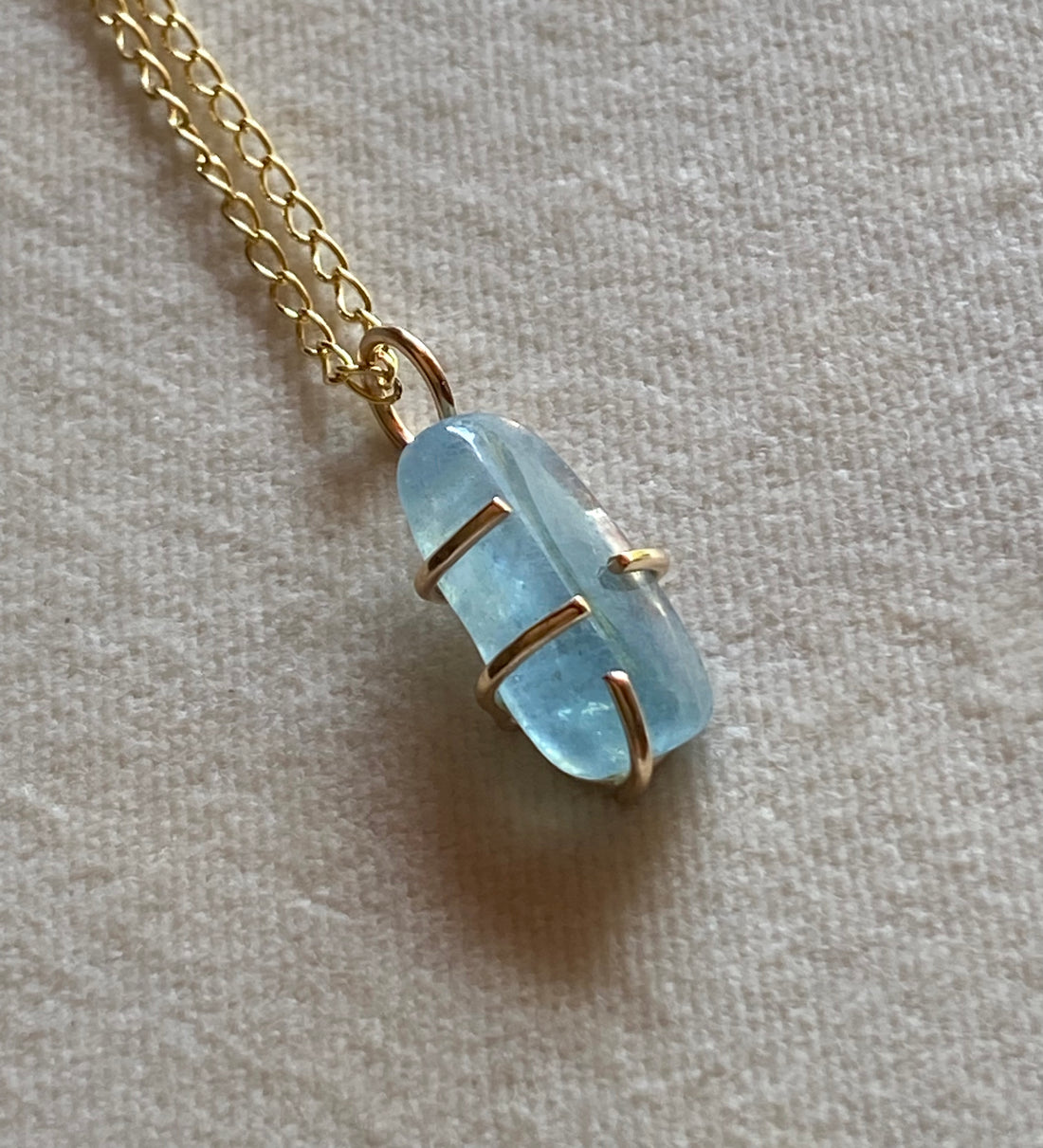 Brazilian Santa Maria Aquamarine Necklace Pendant, March Birthstone Necklace
