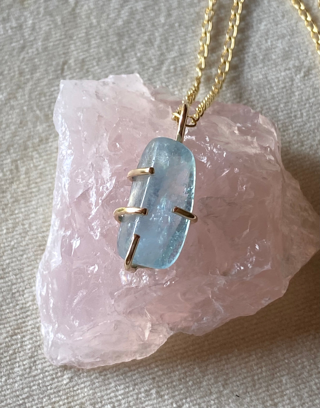 Brazilian Santa Maria Aquamarine Necklace Pendant, March Birthstone Necklace