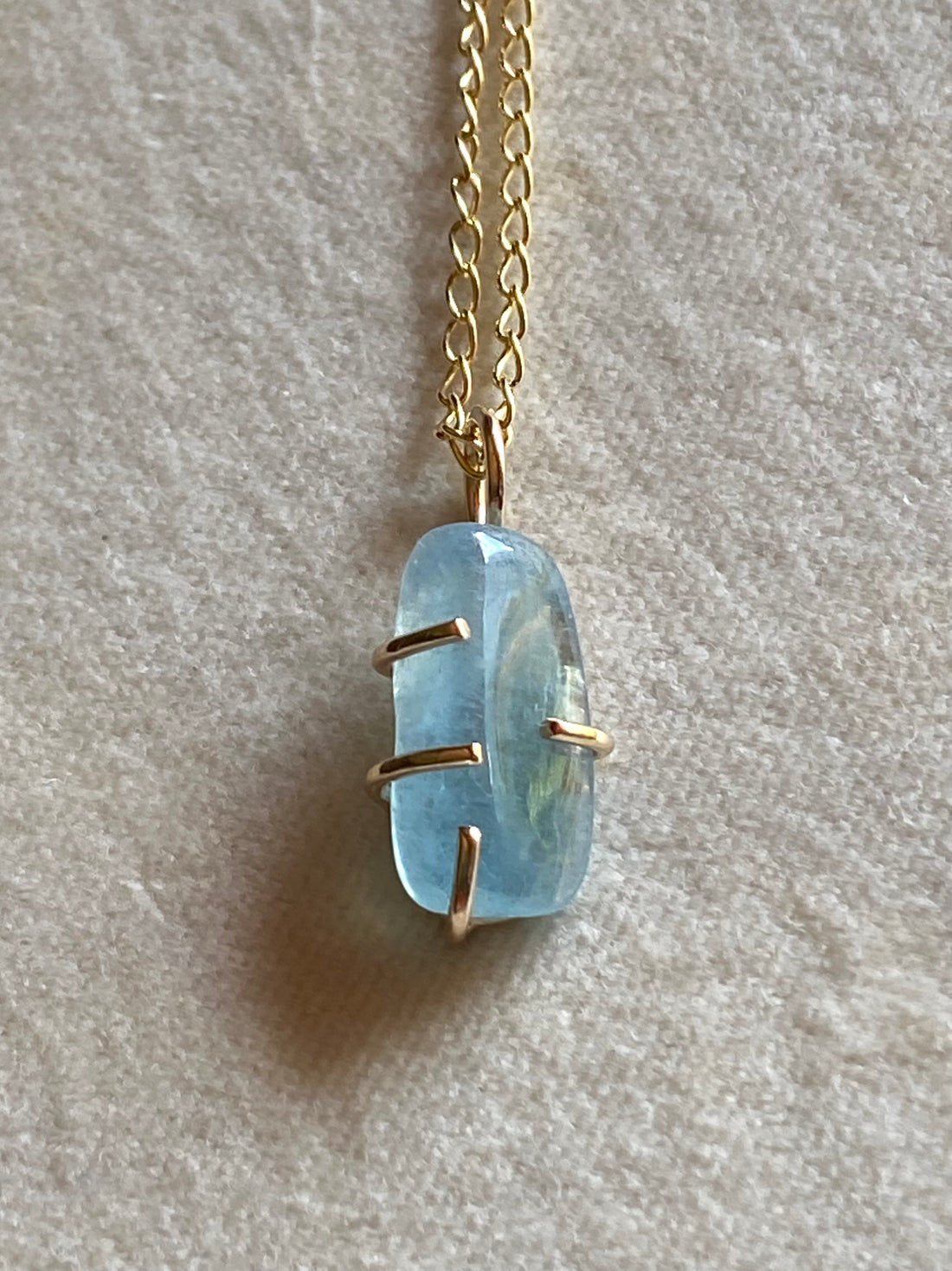 Brazilian Santa Maria Aquamarine Necklace Pendant, March Birthstone Necklace