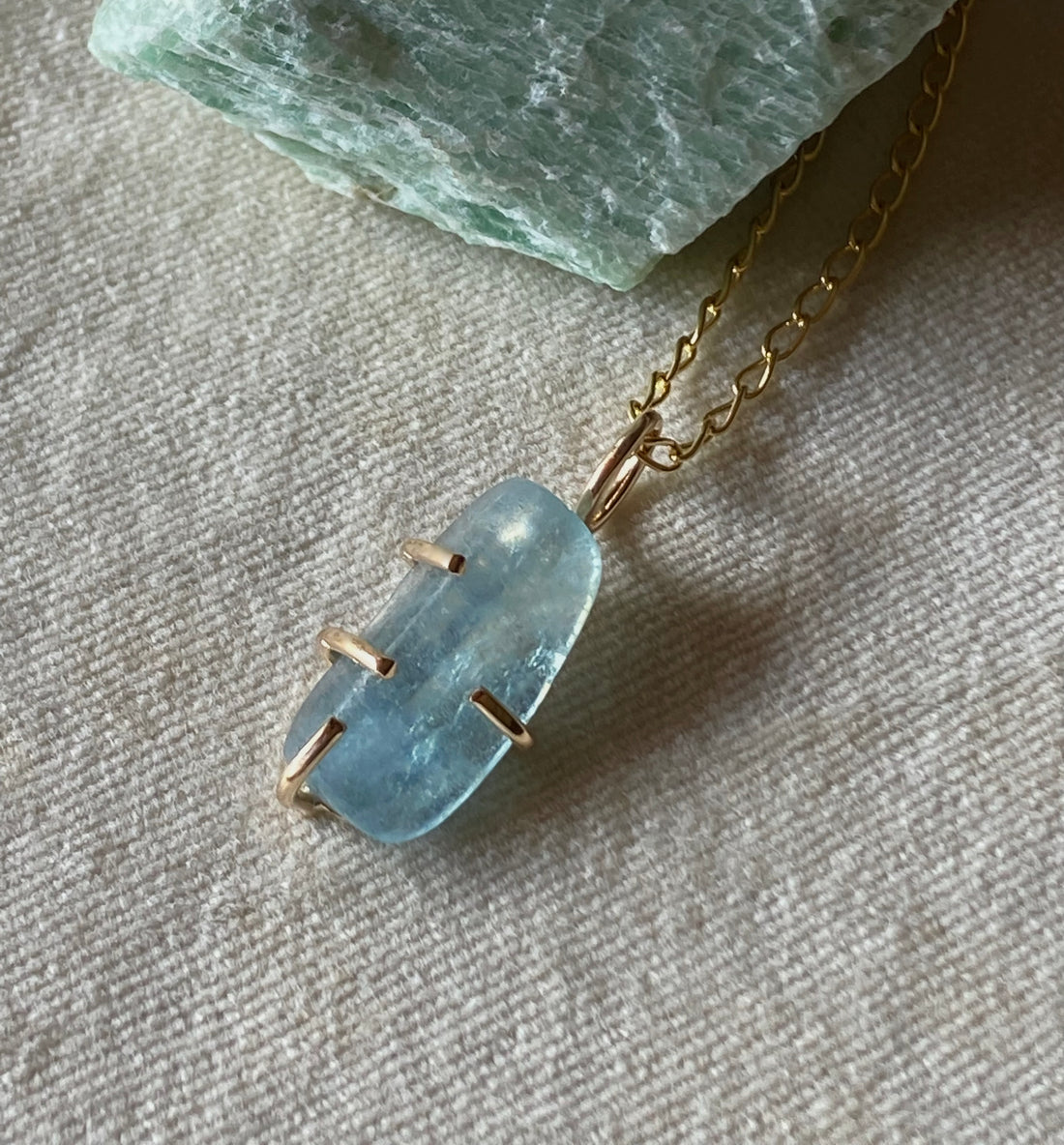 Brazilian Santa Maria Aquamarine Necklace Pendant, March Birthstone Necklace
