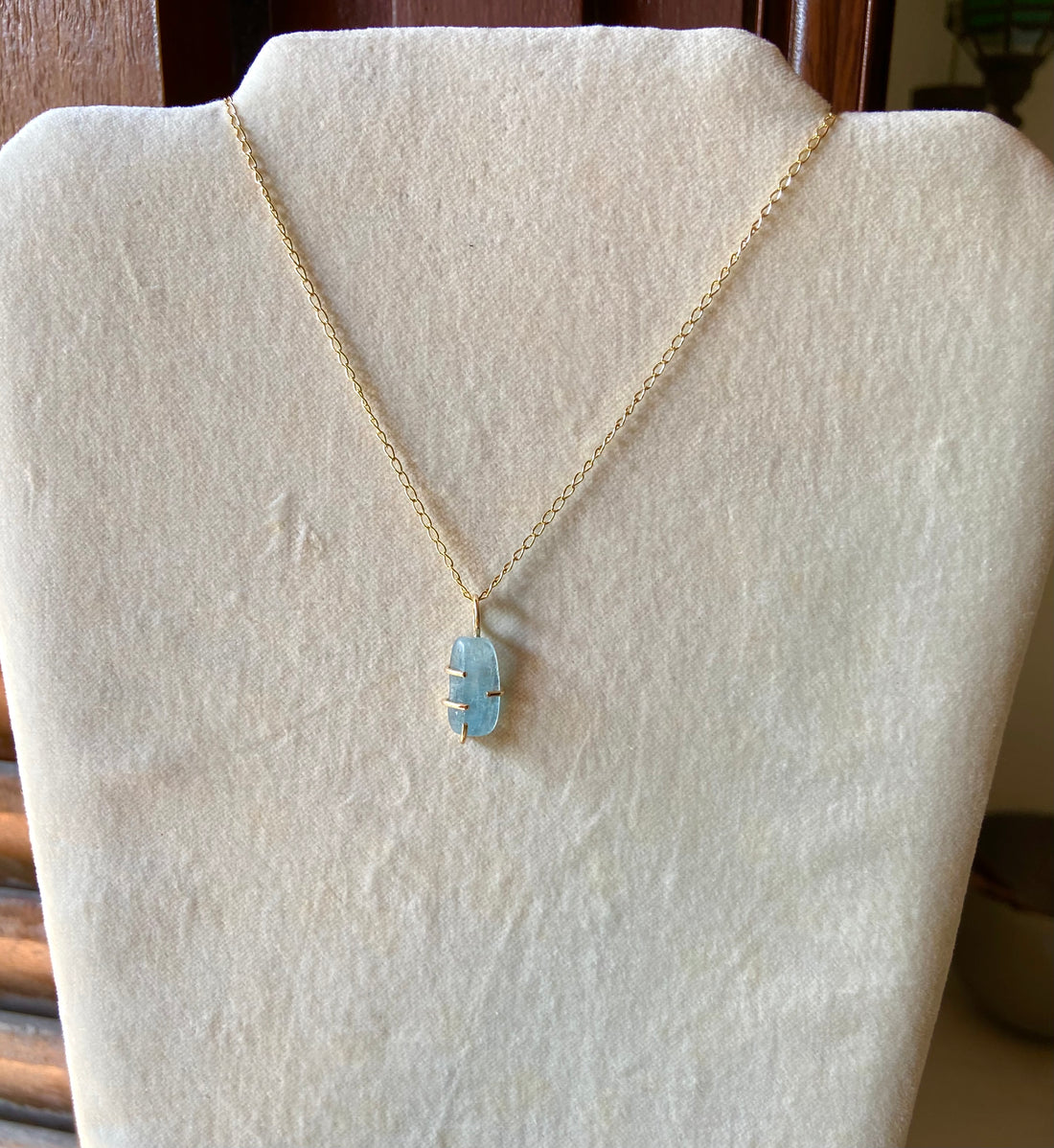 Brazilian Santa Maria Aquamarine Necklace Pendant, March Birthstone Necklace