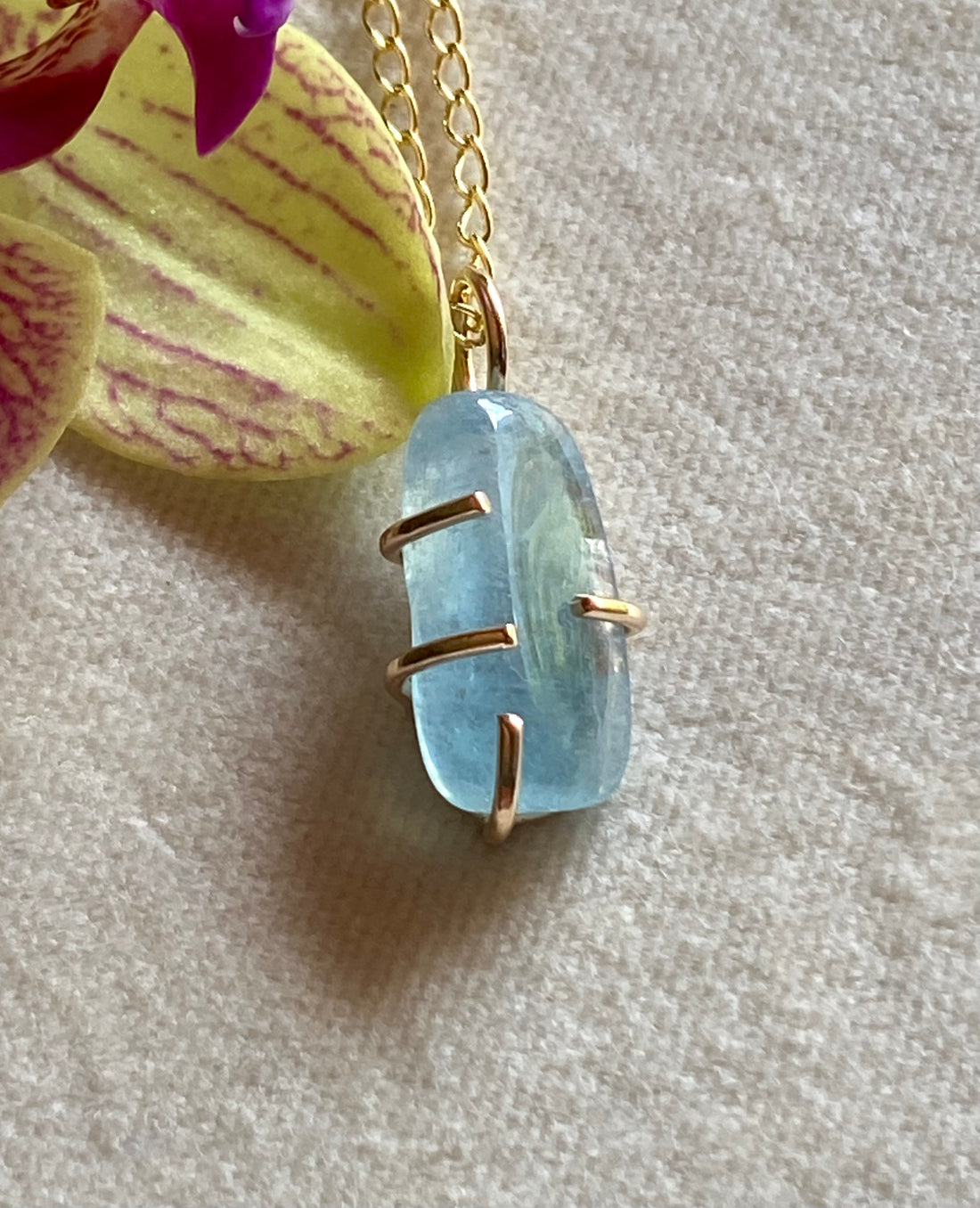 Brazilian Santa Maria Aquamarine Necklace Pendant, March Birthstone Necklace