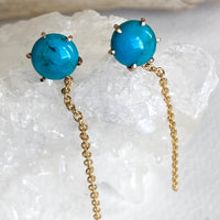 Arizona Turquoise Long Chain Earrings, December Birthstone Earrings