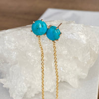 Arizona Turquoise Long Chain Earrings, December Birthstone Earrings